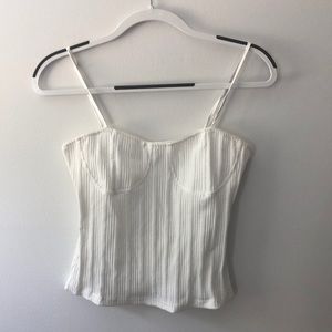 White stretch corset tank